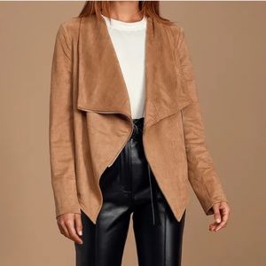 LULUS Wild at Heart Tan Vegan Suede Moto Jacket